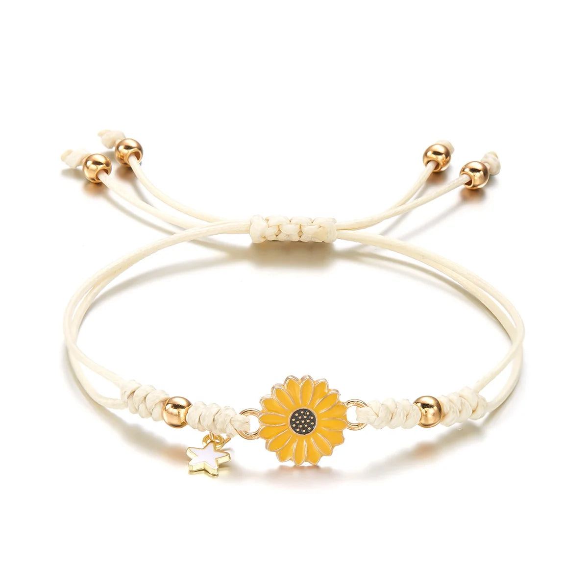 Simple Lucky Knot Sunflower Bracelets for Girls Kids Trendy Handmade Braided Colorful Daisy Flower Bracelet Friendship Gifts
