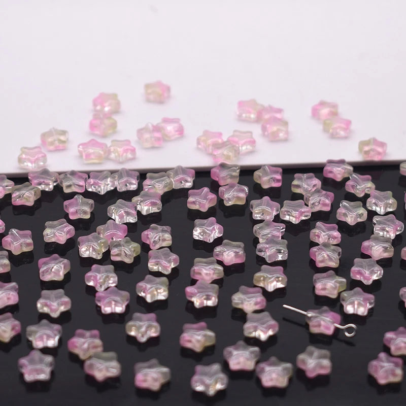 Mixed-color 8mm 60pcs Star Beads Czech Glass Loose Spacer Beads Handmade Diy Accessories Jewelry Making Necklace Earrings