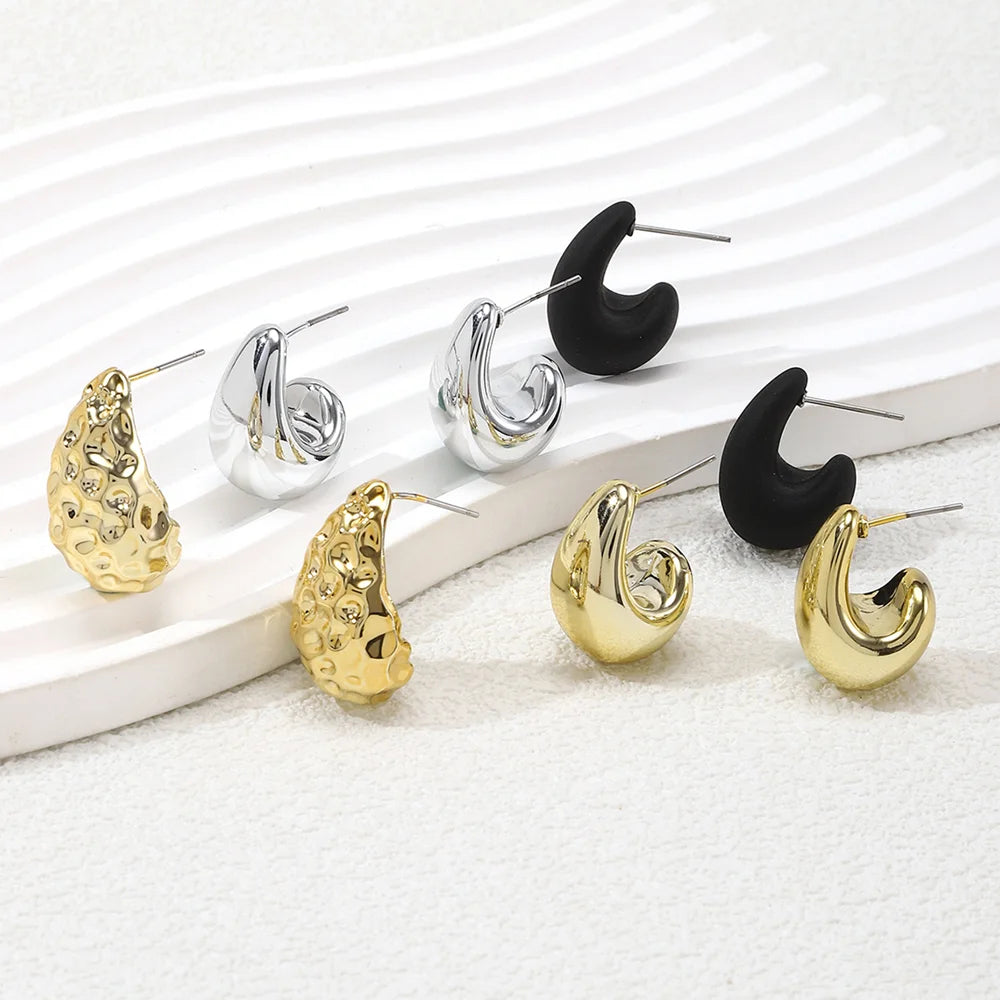 4Pair/Set Vintage Glossy Thick Acrylic Water Drop Stud Earring Fashion Creative Tear Drop Earrings Women's Elegant Party Jewelry
