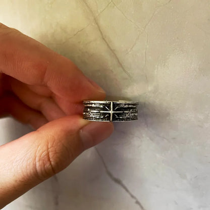 Retro Stary Night Art Ring For Men Silver Color Punk Gothic Adjustable Open Ring Rock Handmade Unisex Jewelry Accessories Gift