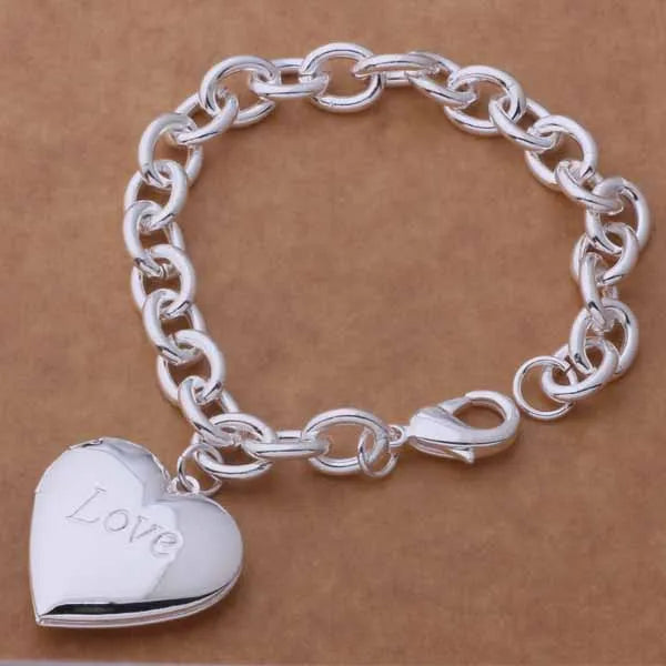 925 Sterling Silver Bracelet Heart High Quality Romance Chain For Woman Men Fashion Engagement Party Wedding Jewelry Gift