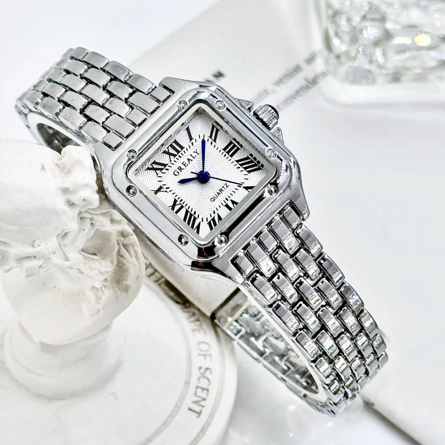 Fashion Quartz Women Watch Simple Elegant Square Dial Gold Stainless Steel Strap Waterproof Leisure Business Watches Gift