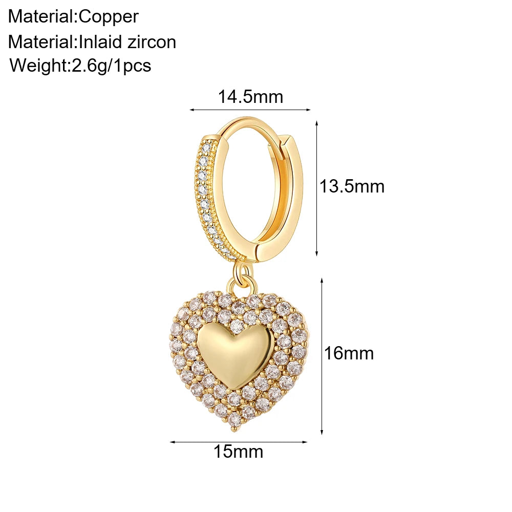 Cute Sun Moon Star Rainbow Red Heart Love Rose Flower Korean Hoop Earrings for Women Gold Color New In Earring High Quality