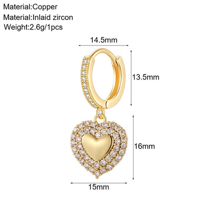 Cute Sun Moon Star Rainbow Red Heart Love Rose Flower Korean Hoop Earrings for Women Gold Color New In Earring High Quality