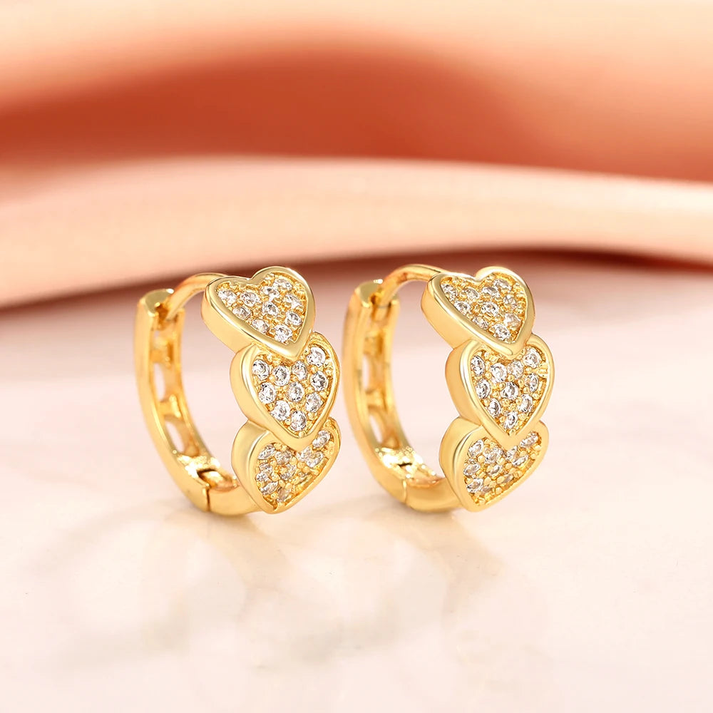 Huitan Korean Fashion Paved CZ Hoop Earrings for Women Metal Silver Color/Gold Color Simple Versatile Girls Earrings Hot Jewelry