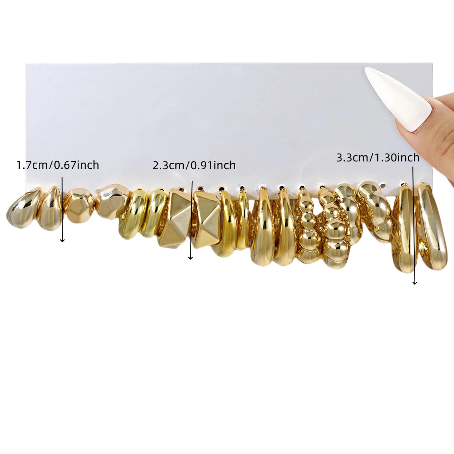 Euro American Cross border Fashion Retro Personalized Exaggerated Geometric C shaped Earrings Set Women Daily Versatile CCB Ligh