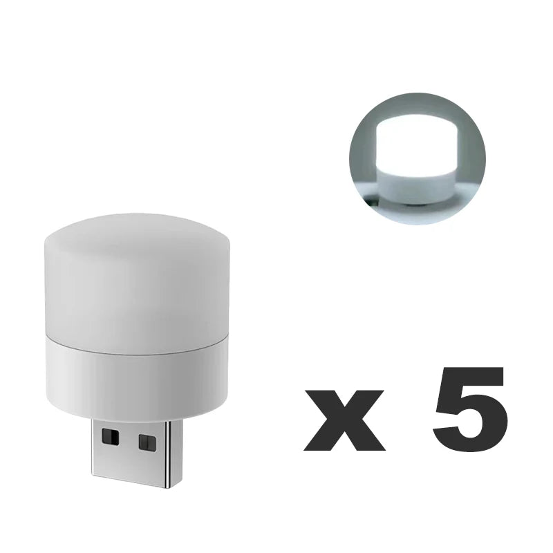 1/20Pcs Mini USB Night Light Warm White Eye Protection Book Reading Light USB Plug Computer Mobile Power Charging LED Night Lamp