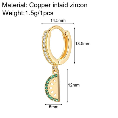 Sun Cute Fruit Hoop Earrings for Women Gold Color Heart Evil Blue Eye Dangle Earrings Micro Pave CZ New in Fashion Jewelry