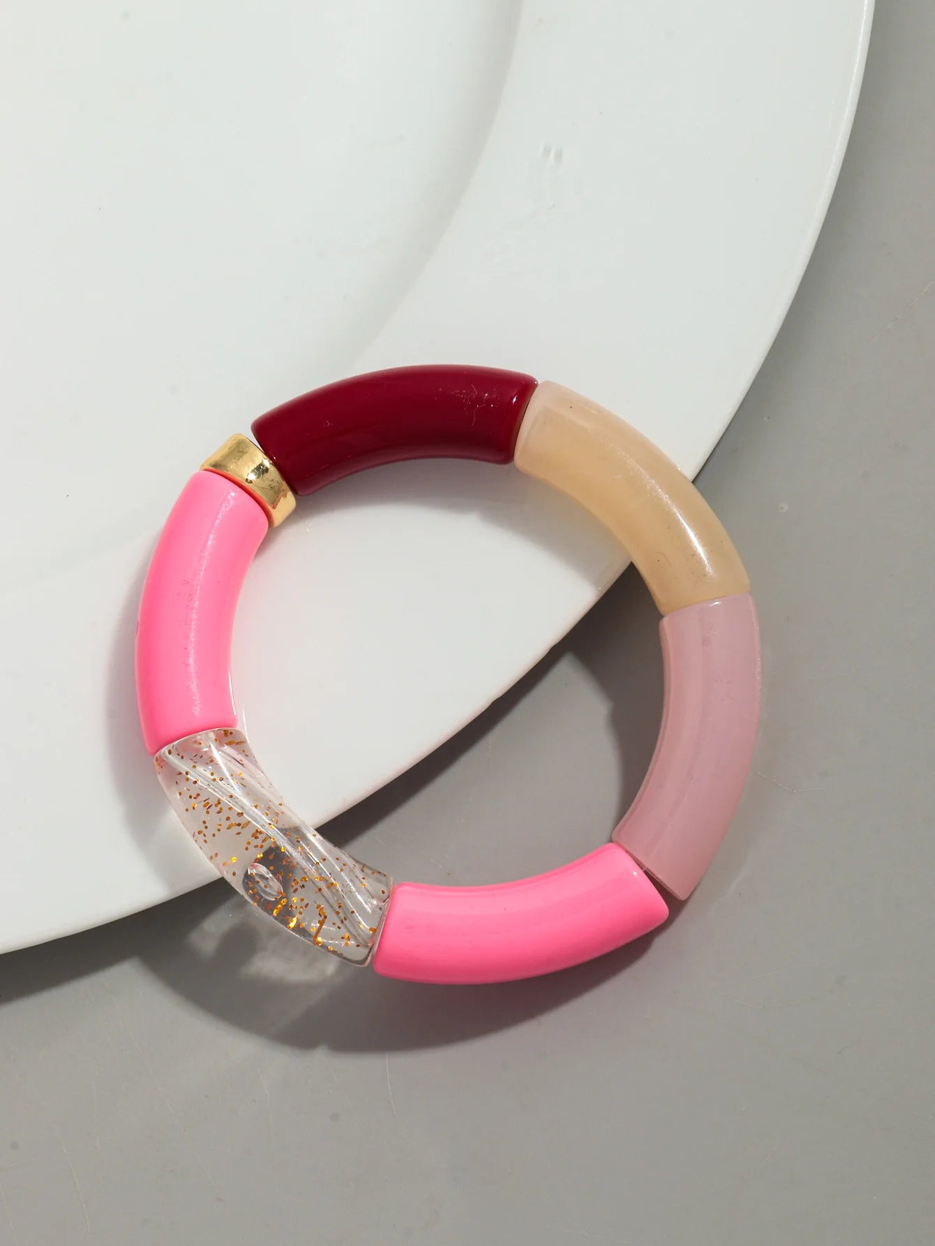 Bohomia Acrylic Design Style Chunky Bamboo Stackable Bracelet for Women Boho Elastic Colorful Tube Beads Braceletes 2024 Jewelry