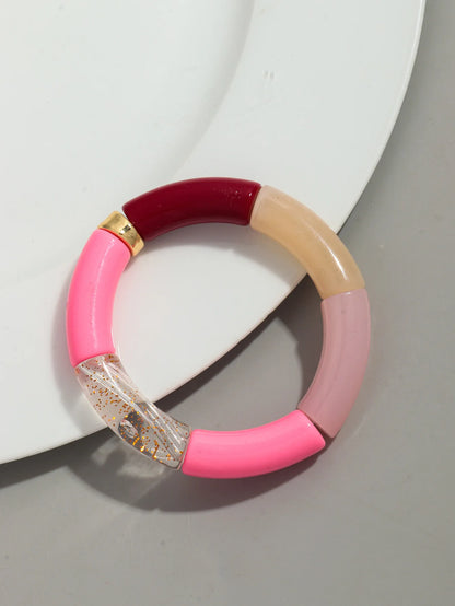 Bohomia Acrylic Design Style Chunky Bamboo Stackable Bracelet for Women Boho Elastic Colorful Tube Beads Braceletes 2024 Jewelry