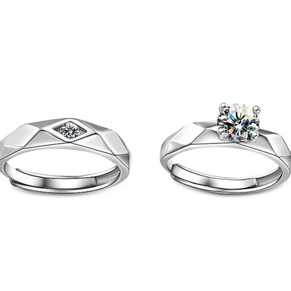 New Simple Couple Rings Silver Color Sun Moon Adjustable Open Ring For Women Men Wedding Fashion Jewelry Gifts