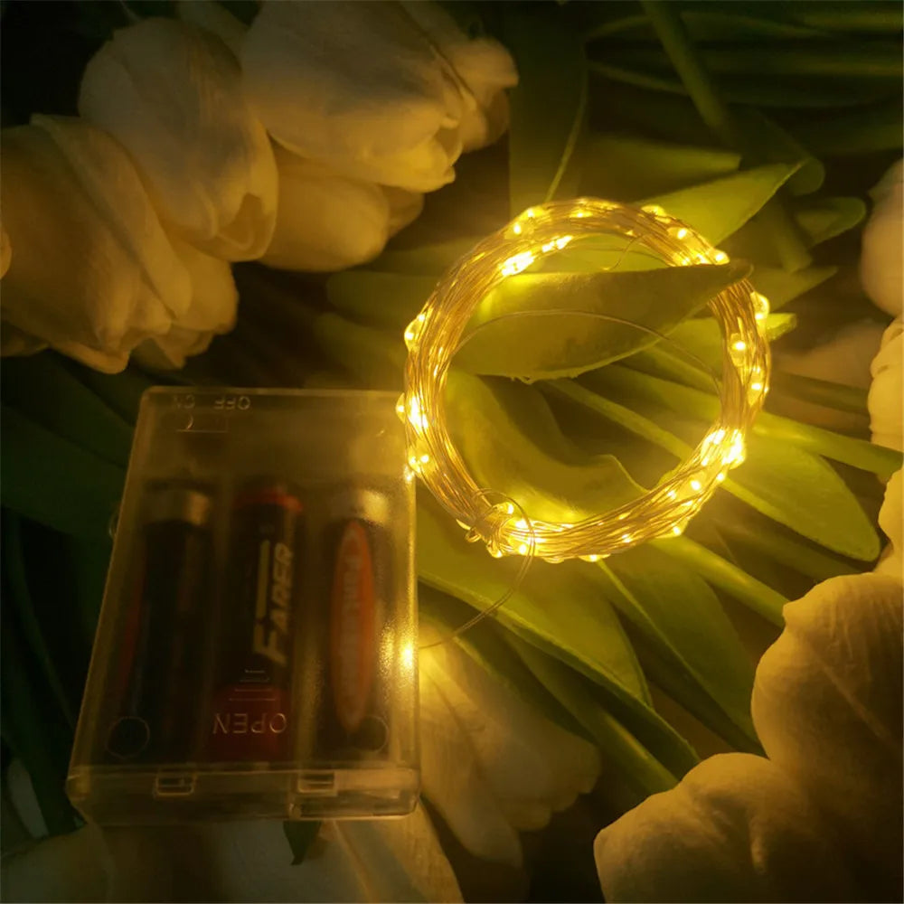 1Pack Fairy Light String Led Copper Wire String Light 1/2/3/5/10M Battery Powered For Bedroom Garden Party Wedding Decoration