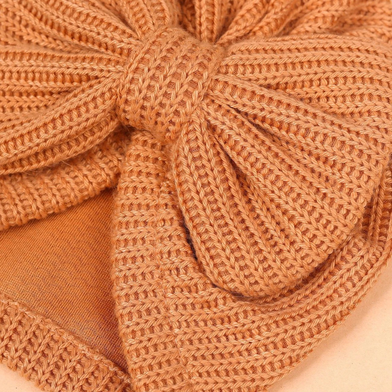 Autumn Winter Knitted Turban Cap For Baby Bow Indian Hat Solid Color Elastic Bandana Headband 0-6Month Newborn Beanie Headscarf