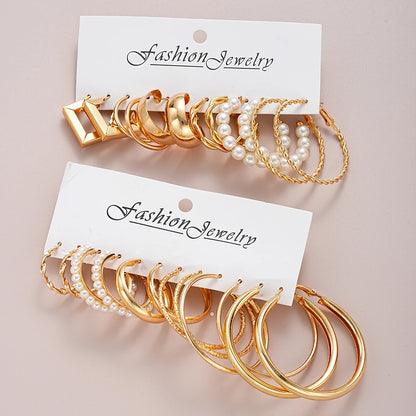 54 Pcs/Set Vintage Elegant Pearl Earrings Ring Heart Pendant Necklace Bracelet For Women Boho Daily Wear Jewelry Set Gifts 2024
