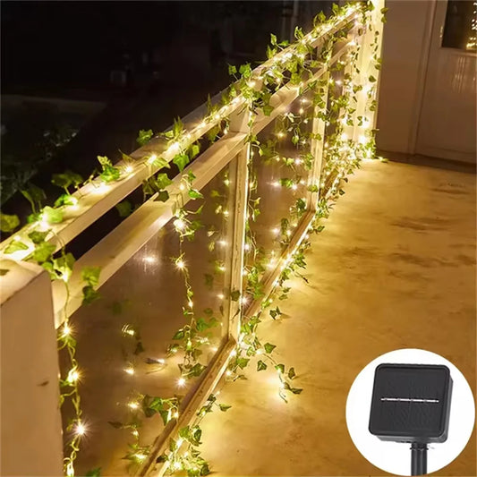 Green Ivy Leaf Plants Fairy Lamp Wedding Decor Artificial Fariry Garland LED Curtain Wall Hanging String Lights