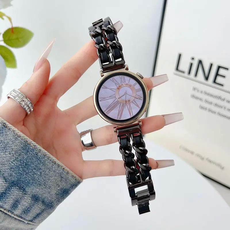18mm Metal Strap for Huawei Watch GT5 41mm Gt 4 41mm Bands Stylish Leather Bracelet for Huawei Gt 5pro 42mm Women Metal Correa
