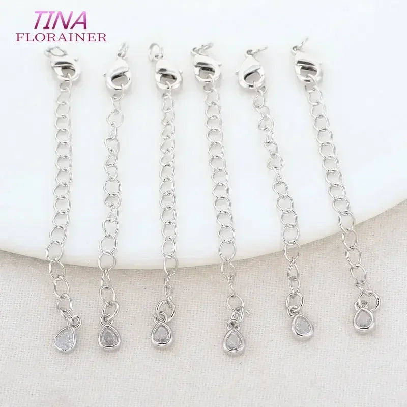 6PCS 14K Gold Color Brass Extender Chain with Lobster Clasps High Quality Jewelry Accessories  For DIY Jewelry Making Findings