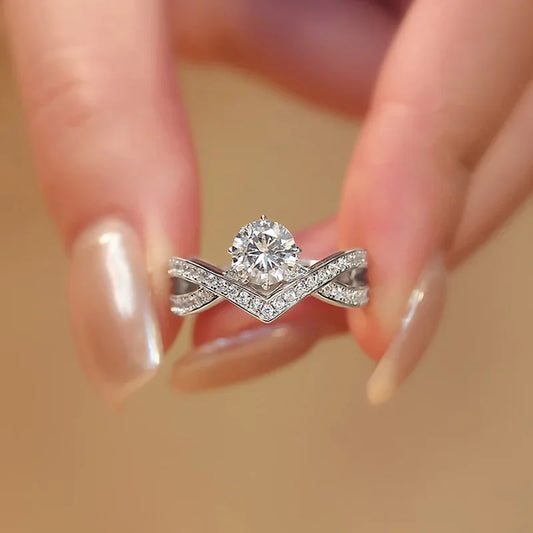 GRA Certified Moissanite Diamond Crown Ring D Color Real 925 Sterling Silver 4 Prong INS Ring For Women Wedding Fine Jewelry