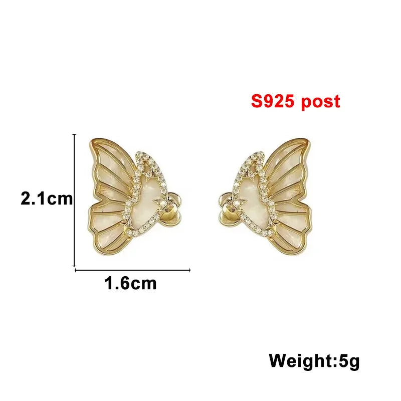 Pure White Women's Dangle Earrings Blooming Flower Acrylic Enamel Butterfly Imitation Pearl Heart Hanging Earrings Elegant brinc