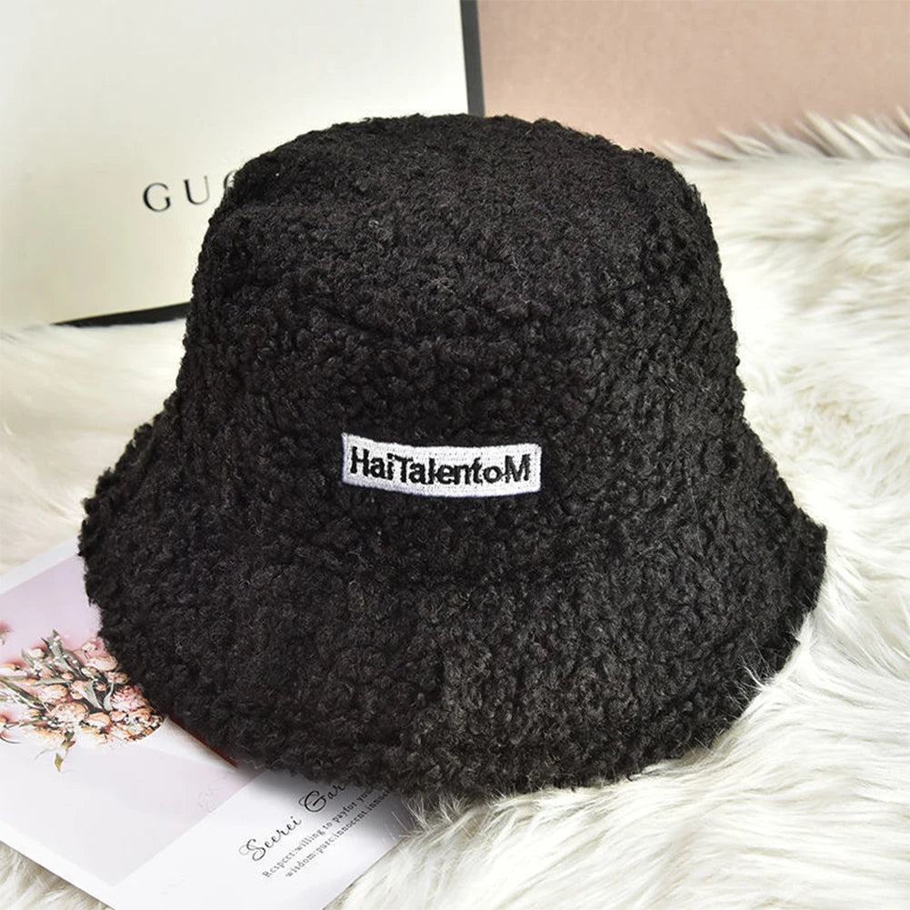 Trendy Fashion Fleece Bucket Hat Winter Warm Cold Resistant Fisherman Cap Sunshade Unisex Men Women Outdoor Headwear