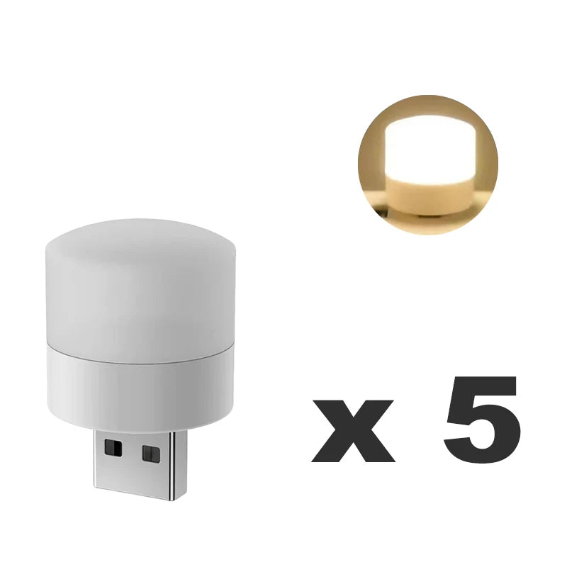 1/20Pcs Mini USB Night Light Warm White Eye Protection Book Reading Light USB Plug Computer Mobile Power Charging LED Night Lamp