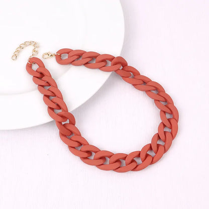 FishSheep Fashion Colorful Acrylic Matte Chain Choker Necklace for Women Statement Resin Wide Chain Collar Neck Jewelry 2024 New