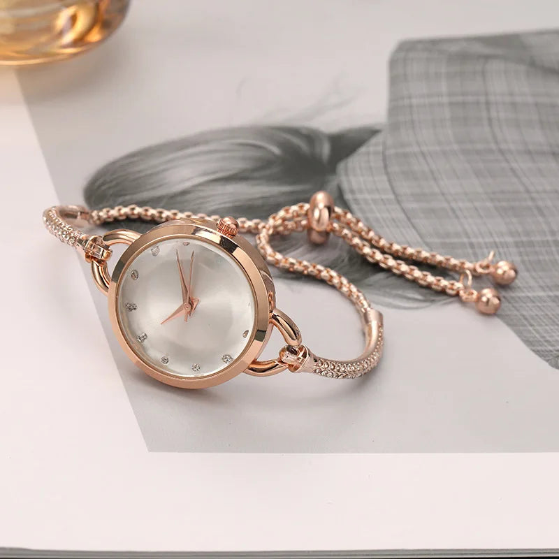 UTHAI V4 New Women's Quartz Watches Water Diamond Female's Wristwatch Small Dial Slim Adjustable Jewelry Girl Watch Bracelet