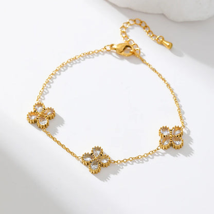 EILIECK 316L Stainless Steel Flower Clover Zircon Bracelet For Women Girl 2025 NewTrendy Wrist Chain Waterproof Jewelry Gift