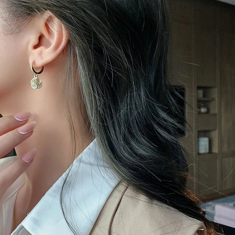 Gold Plated Light Luxury Cat Eye Stone Earrings For Women Trendy Temperament Jewelry Anniversary Day Gifts