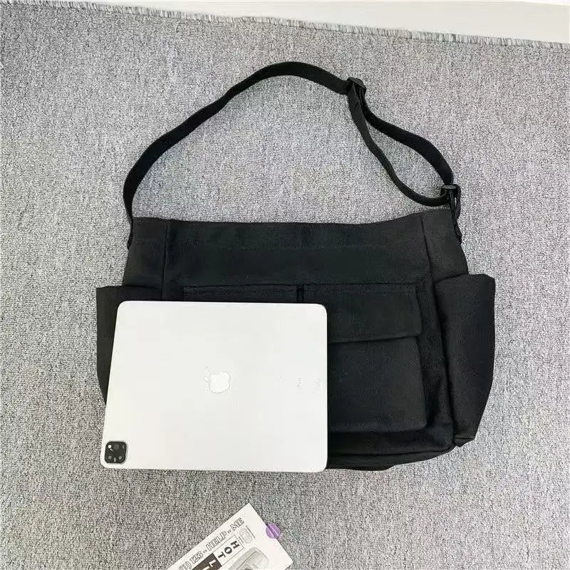 2025 Portable Canvas Shoulder Bag Large Capacity Retro Messenger Bag New Semester Student School Waterproof Messenger Bag