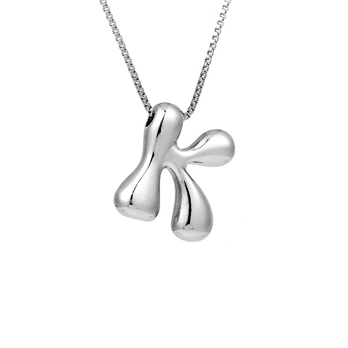 Delicate Chunky Balloon 26 Letter Necklace Bubble Initial Alphabet Pendant Box Chain Choker Stainless Steel Gold Plated Jewelry