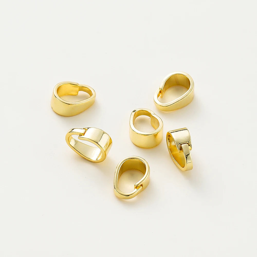 20pcs/lot 14K 18K Gold Color Pendant Pinch Bail Clips Melon Seeds Charm Clasps Connector Bulk For DIY Nacklace Making Findings