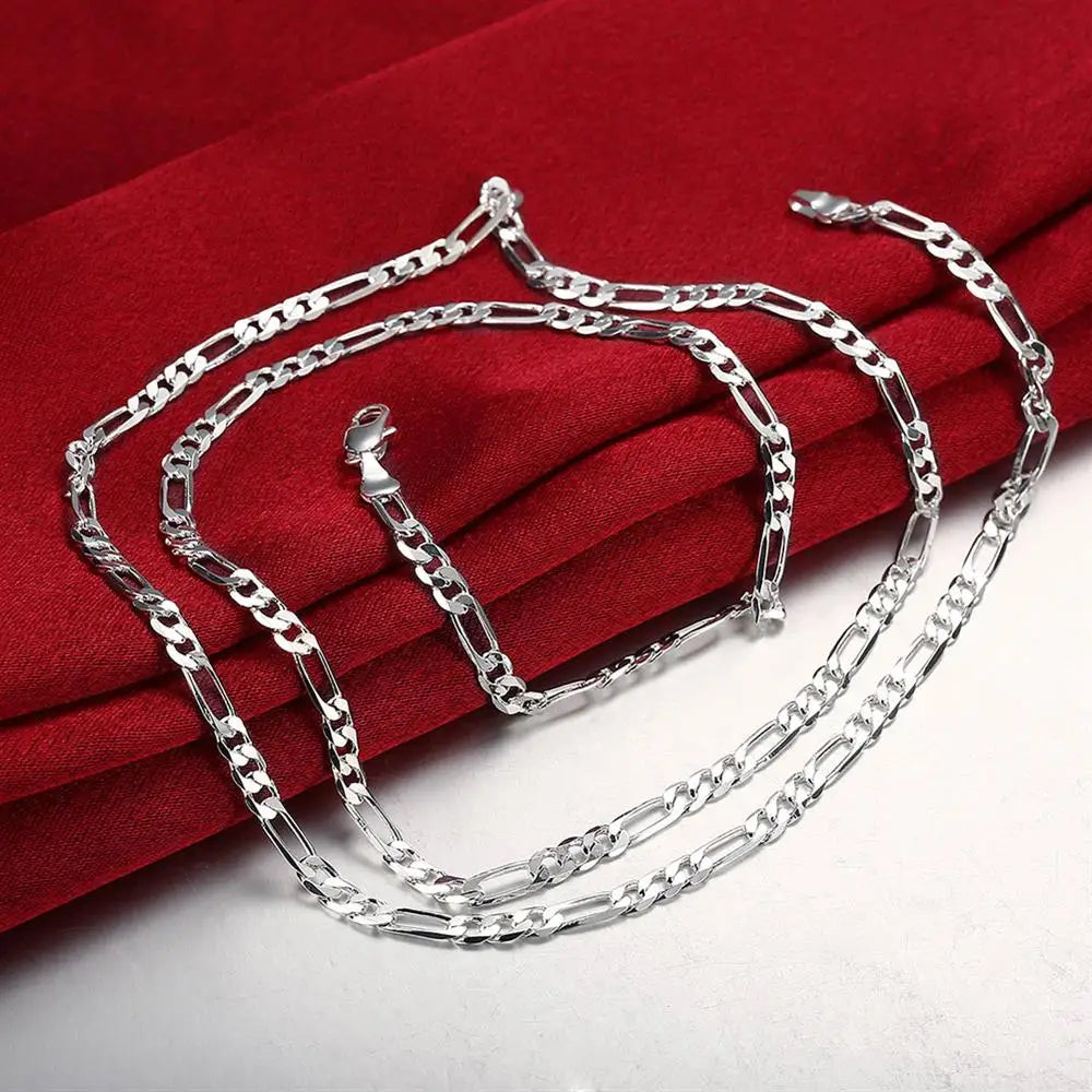 JewelryTop store 40-75cm 925 Sterling Silver 4mm Figaro Chain Necklace for Women Men Long Wedding Hip Hop Jewelry Gift