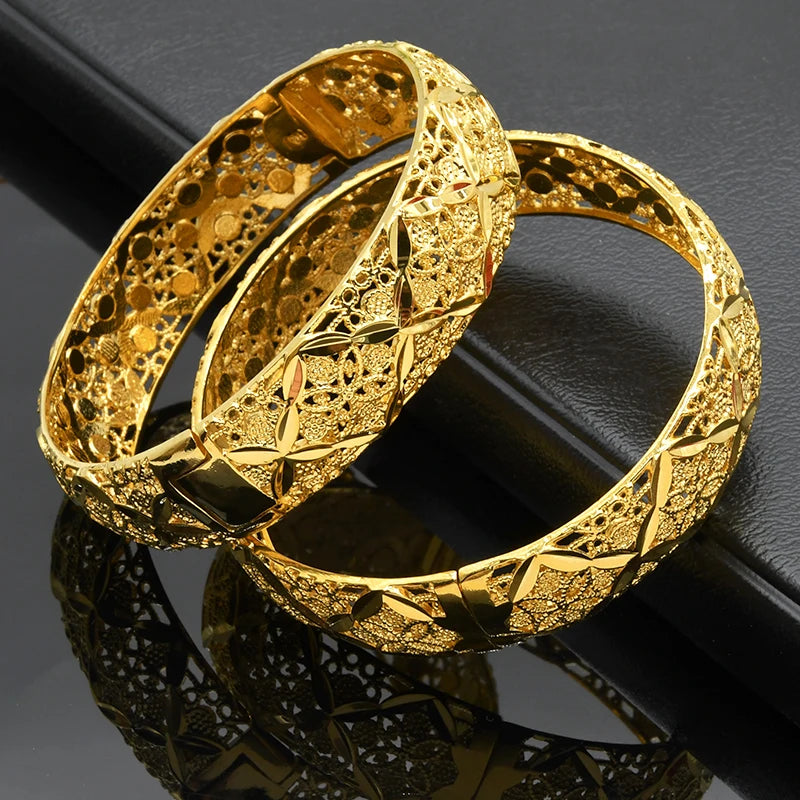 ANIID Dubai 24K Gold Plated Jewelry Bangle Wedding Party Gifts Arabic Women Braclets Indian Bangle Charm Bracelets Wholesale