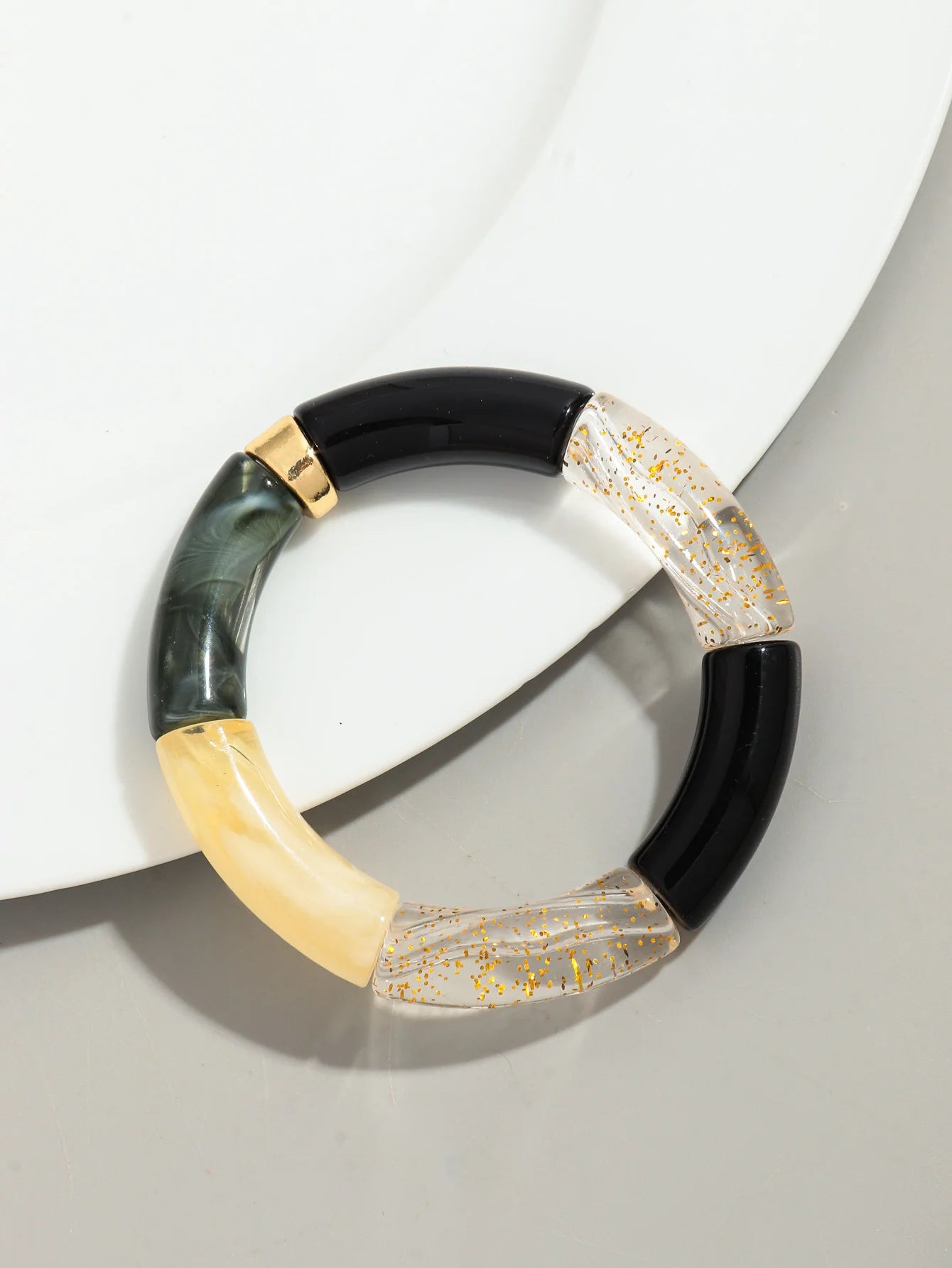 Bohomia Acrylic Design Style Chunky Bamboo Stackable Bracelet for Women Boho Elastic Colorful Tube Beads Braceletes 2024 Jewelry