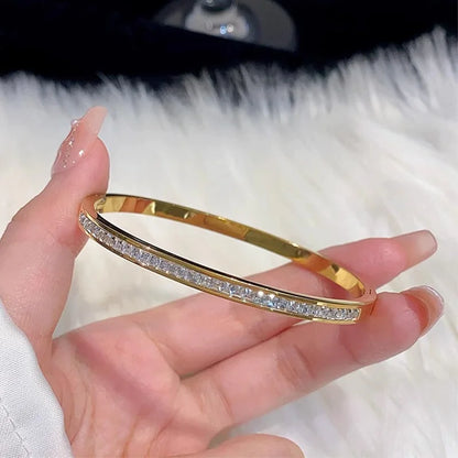 Luxury Gold Plated Bangles Jewelry Women's Hand Bracelet Stainless Steel Bangle Gifts for Women Fashion Accessories Mother's Day