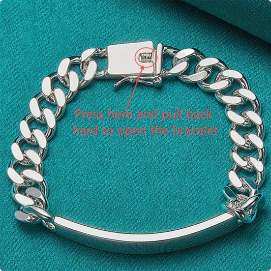 Stylish 925 Sterling Silver Classic Minimalist Men's Bracelet - Luxury Engagement Gift/Party Jewelry