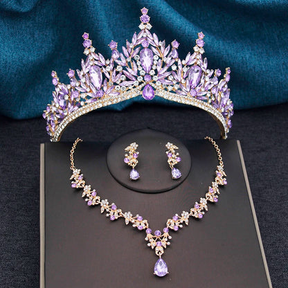 Princess Crown Bridal Jewelry Sets for Women Tiaras and Necklace Earrings Prom Bride Jewelry Set Wedding Dress accessories