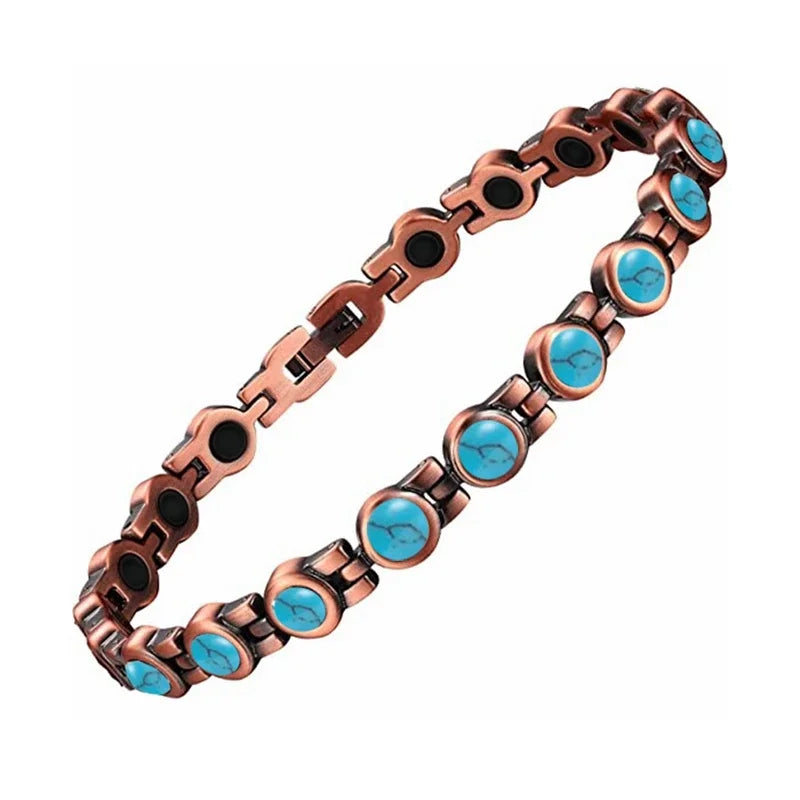 Men Pure Copper Bracelet Health Energy Germanium Magnetic Bracelet Vintage Hologram Chain Link Bracelets for Women Arthritis