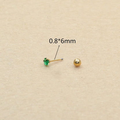 Size From 2mm to 5mm Stainless Steel Green Red Color Round Stond Screw-Back Stud Earrings  No Fade Allergy Free Brief Jewelry
