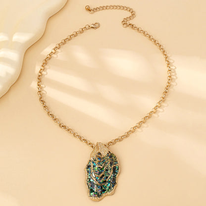 Two fashionable, elegant and natural abalone shell inlaid necklaces and earrings, new cool summer style vacation