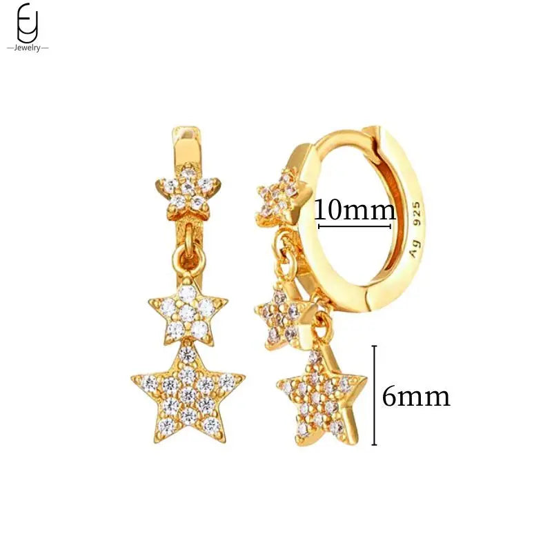 925 Sterling Silver Needle Vintage Gold Earrings Luxury Long Chain Tassel Crystal Hoop Earrings for Women Party Trend Jewelry