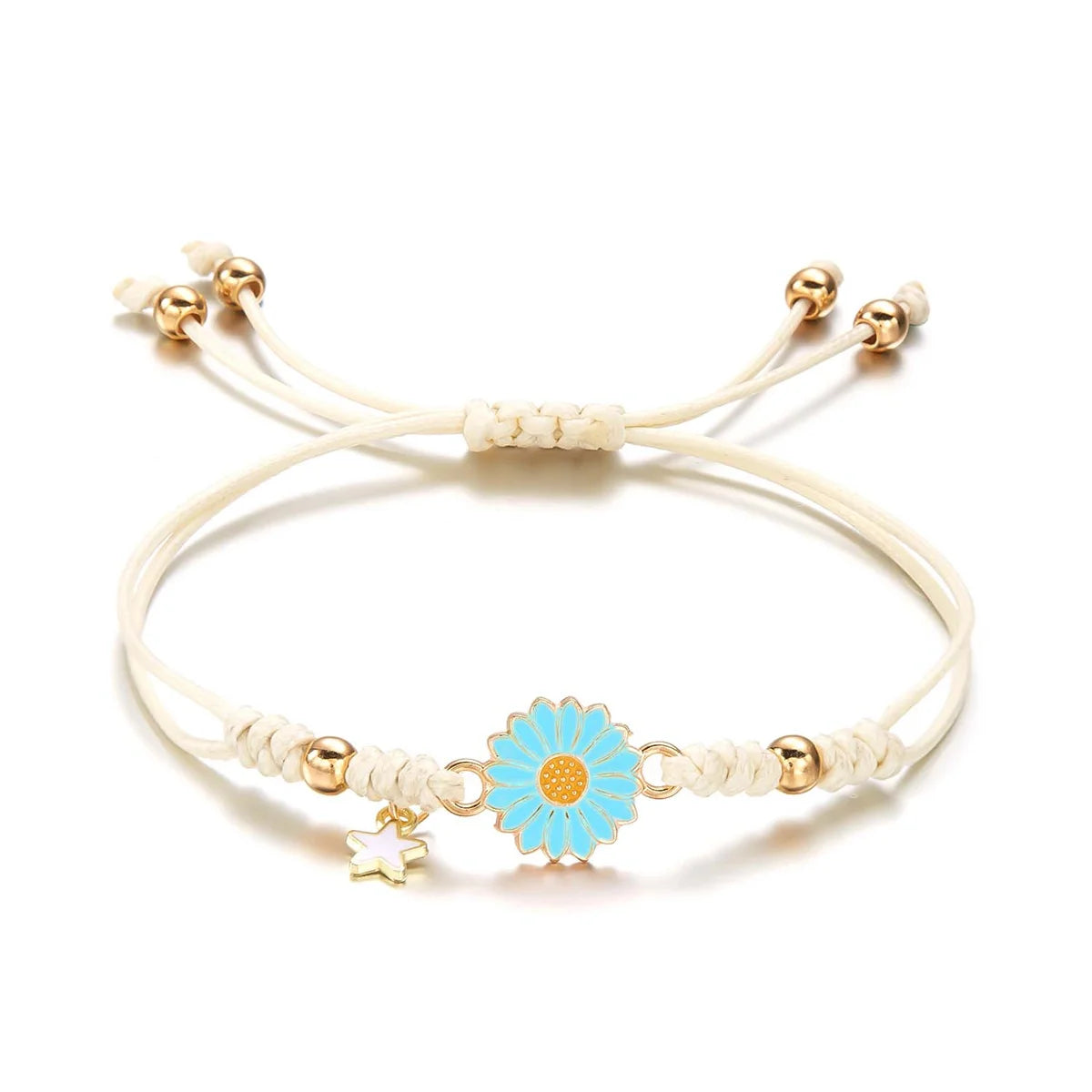Simple Lucky Knot Sunflower Bracelets for Girls Kids Trendy Handmade Braided Colorful Daisy Flower Bracelet Friendship Gifts