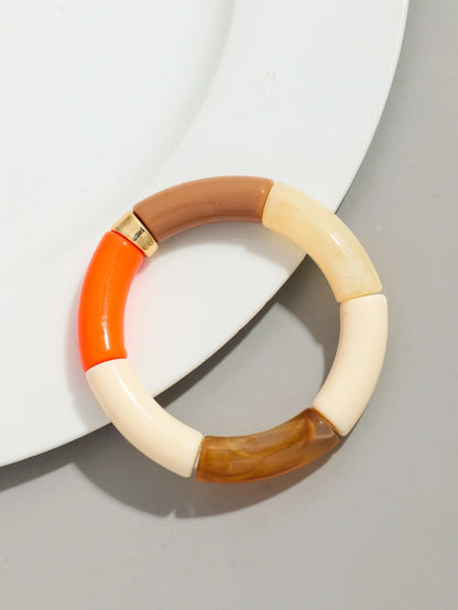 Bohomia Acrylic Design Style Chunky Bamboo Stackable Bracelet for Women Boho Elastic Colorful Tube Beads Braceletes 2024 Jewelry