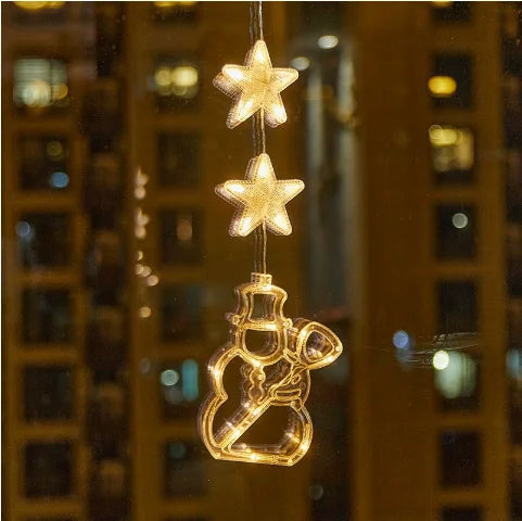 Christmas LED Suction Cup Lights Santa Claus Snowflake Elk Window Decoration Christmas Home Decoration New Year Lights Navidad