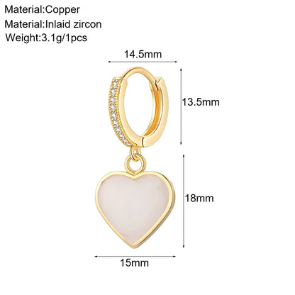 Cute Sun Moon Star Rainbow Red Heart Love Rose Flower Korean Hoop Earrings for Women Gold Color New In Earring High Quality