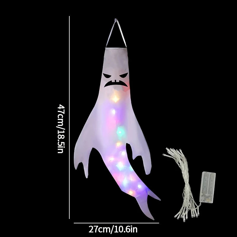 Halloween Floating Ghost Courtyard Hanging Ghost Hung on The Trees Halloween Scary Horror Atmosphere Decor Night Luminous Light