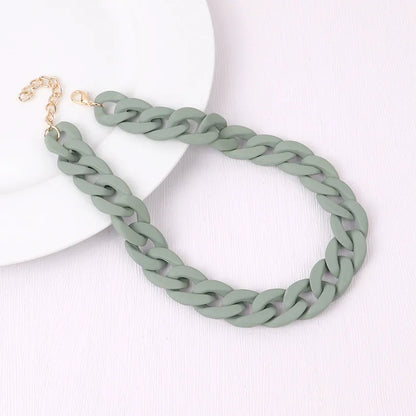FishSheep Fashion Colorful Acrylic Matte Chain Choker Necklace for Women Statement Resin Wide Chain Collar Neck Jewelry 2024 New