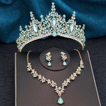 Princess Crown Bridal Jewelry Sets for Women Tiaras and Necklace Earrings Prom Bride Jewelry Set Wedding Dress accessories