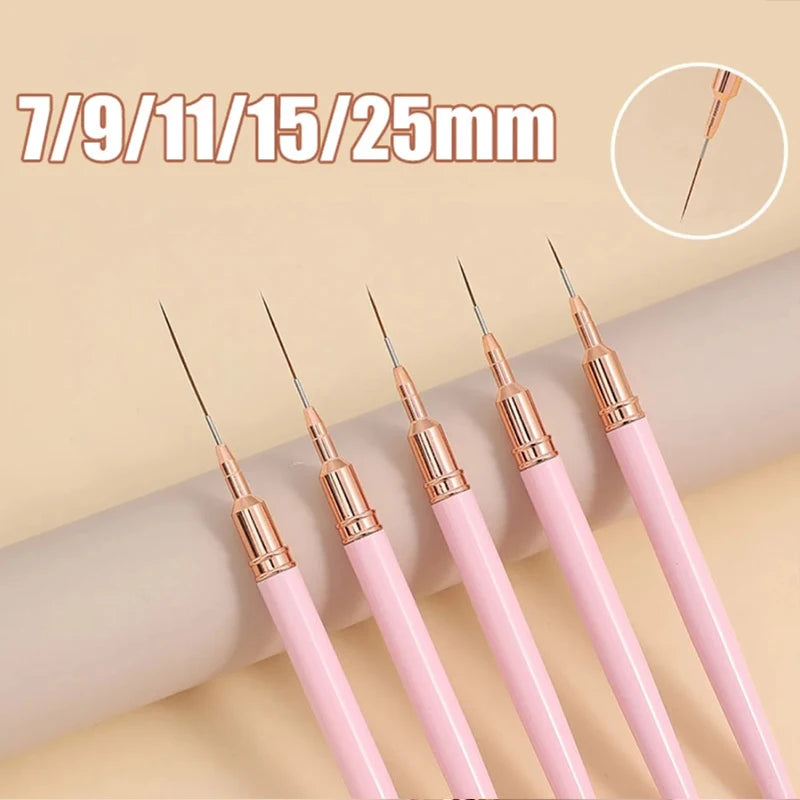 7/9/11/15/25MM Nail Liner Brush Set Handle Nail Art Pen Brush Drawing Lines Stripe Painting Flower Pen Manicure Tools Nail Art